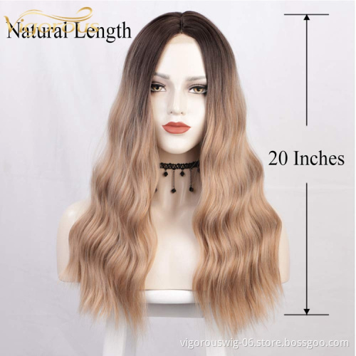 Vigorous Cheap Long Body Wave Front Lace Ombre Blonde With Pre Plucked Hairline Heat Resistant Fiber Wigs Synthetic Hair Wigs
